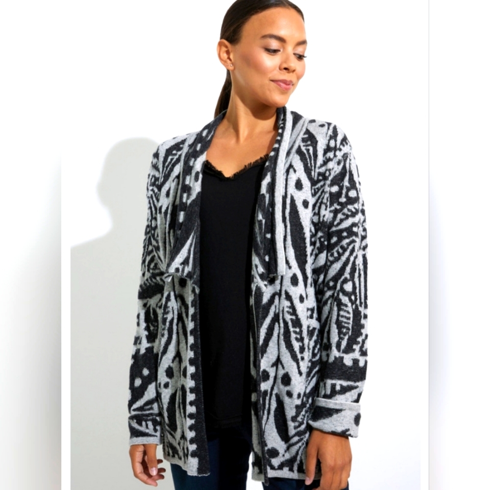 Nic+Zoe gray black Here and There open cardigan